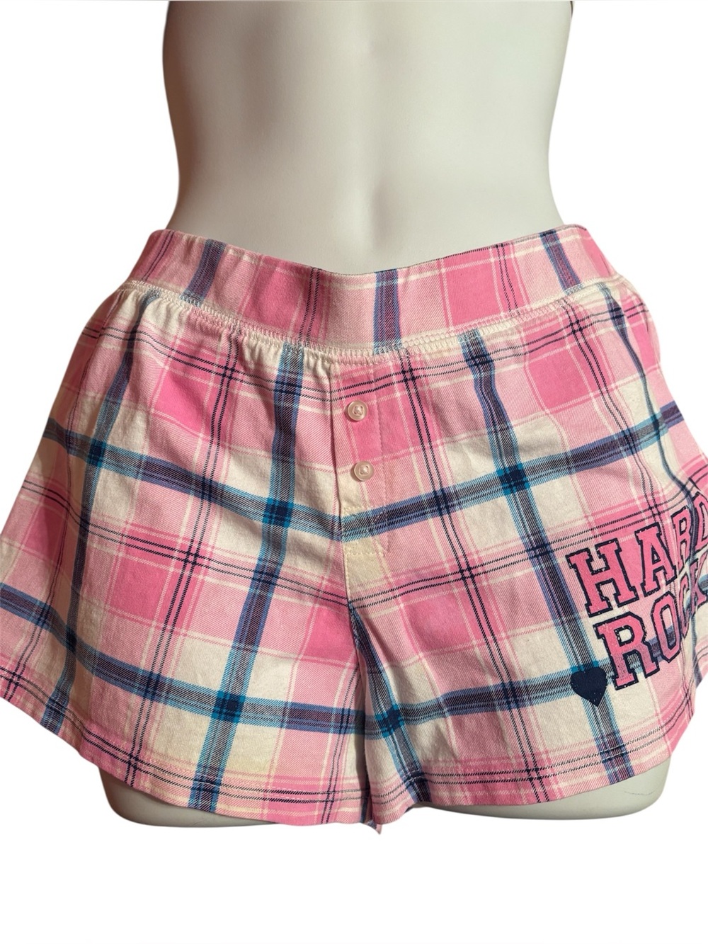 Hard Rock Cafe Pink Plaid Women’s Lounge Shorts size L